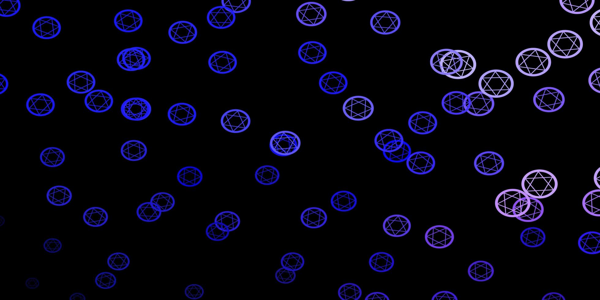 donkerroze, blauwe vectorachtergrond met occulte symbolen. vector