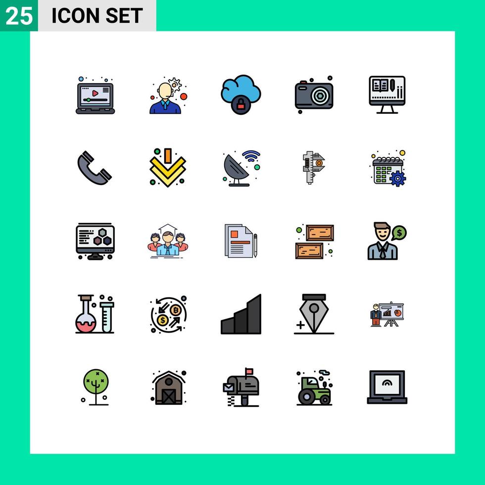reeks van 25 modern ui pictogrammen symbolen tekens voor telefoontje boek gegevens toezicht houden op vaders dag bewerkbare vector ontwerp elementen
