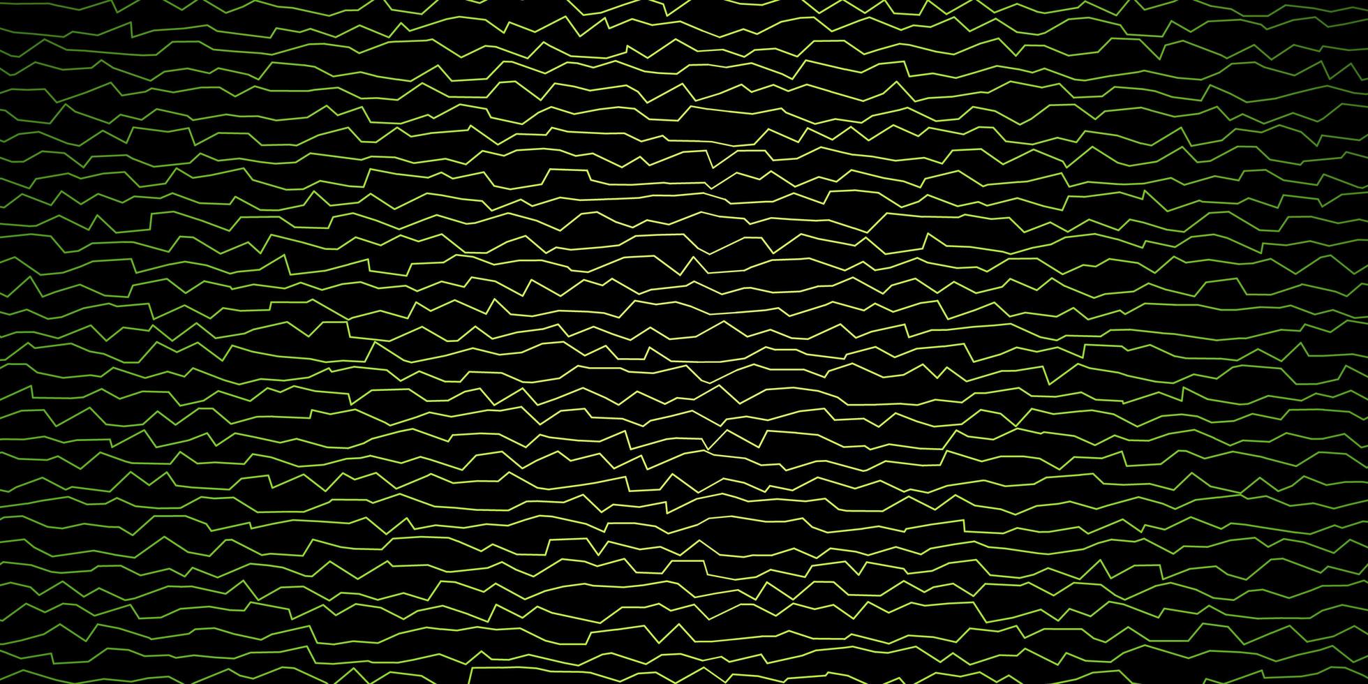 donkergroen, geel vectorpatroon met krommen. vector