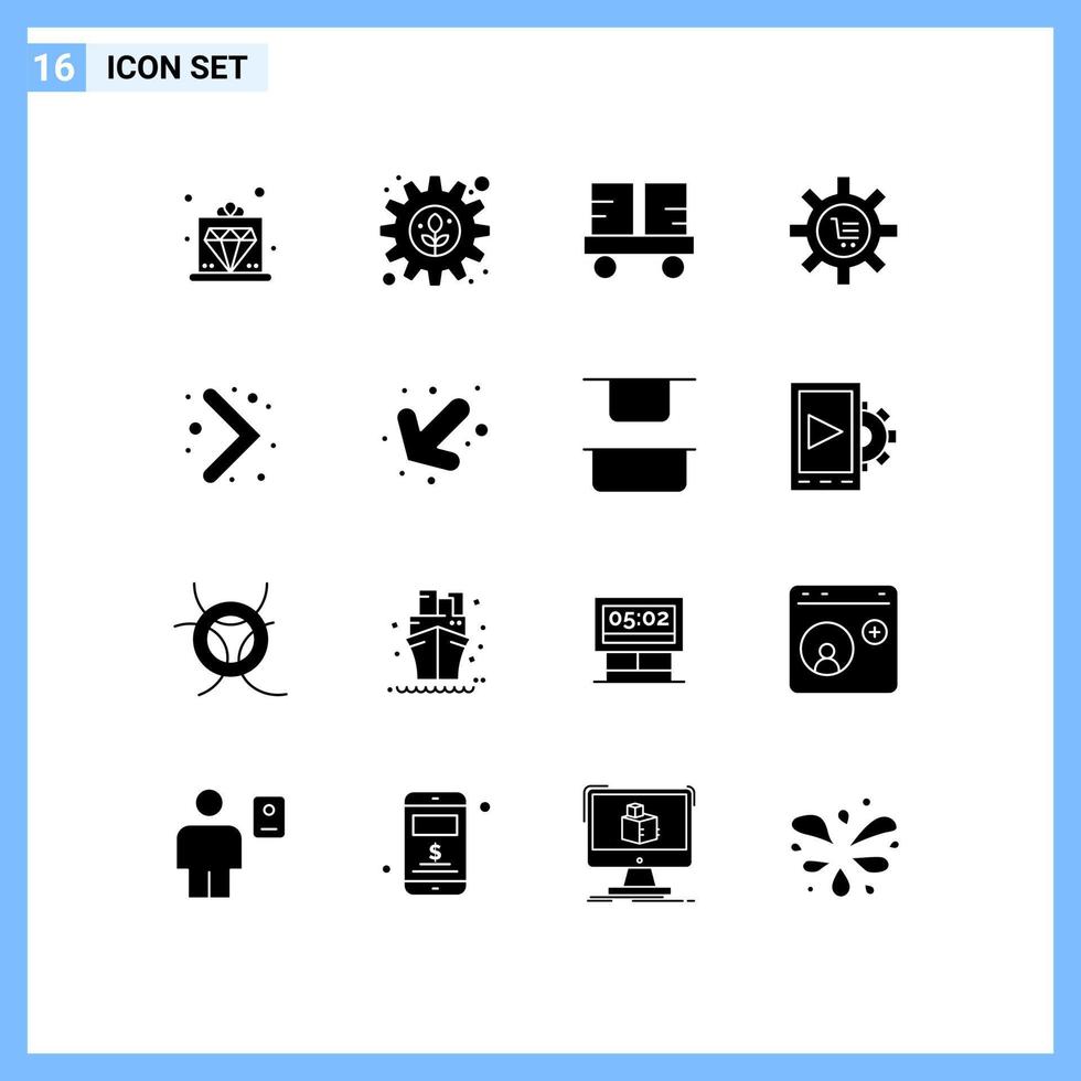 bewerkbare vector lijn pak van 16 gemakkelijk solide glyphs van uitrusting e rups- voertuigen configuratie optillen vrachtauto bewerkbare vector ontwerp elementen