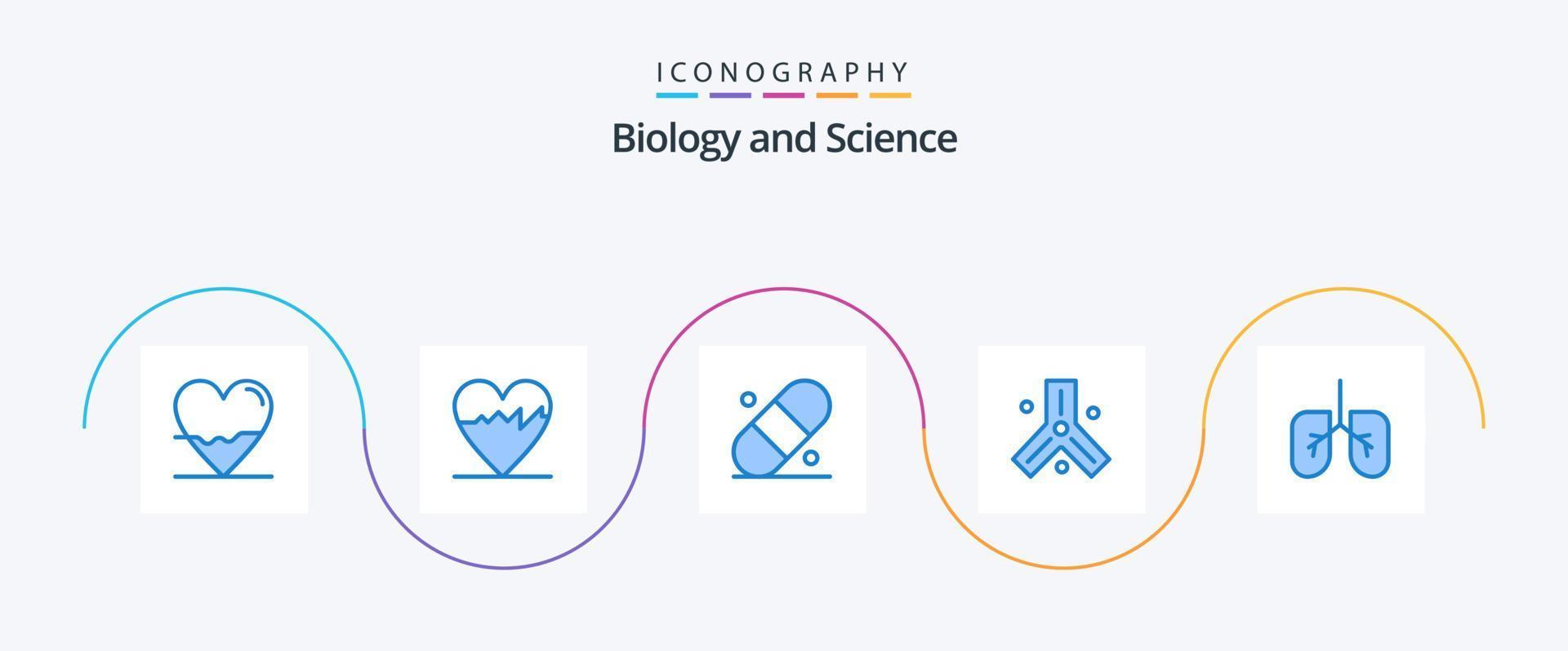 biologie blauw 5 icoon pak inclusief . anatomie. medisch. wetenschap. cellen vector