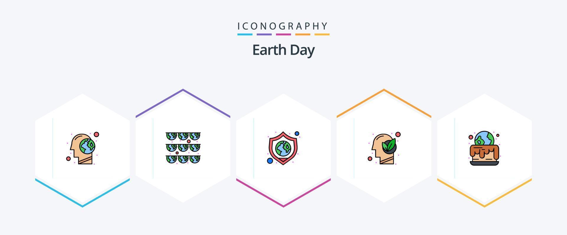 aarde dag 25 gevulde lijn icoon pak inclusief viering. denken. feest. groente. wereld wereldbol vector