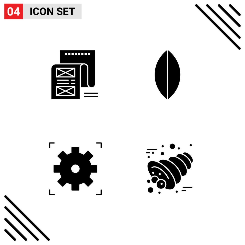 pictogram reeks van 4 gemakkelijk solide glyphs van document video bericht surfen herfst bewerkbare vector ontwerp elementen