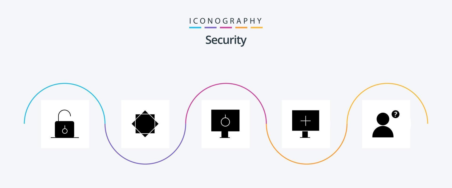 veiligheid glyph 5 icoon pak inclusief waarschuwing. alert. waarschuwing. doel. pc vector