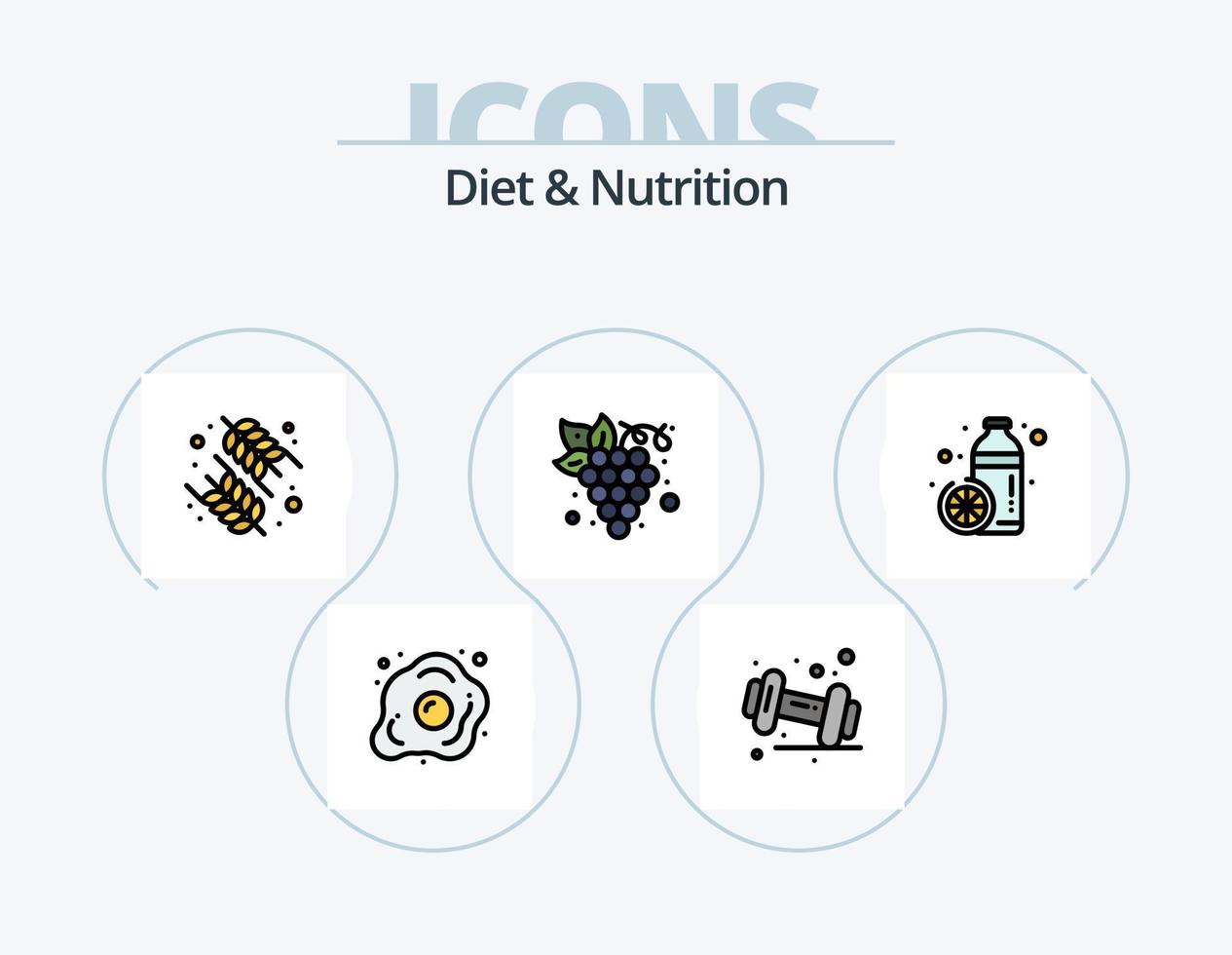 eetpatroon en voeding lijn gevulde icoon pak 5 icoon ontwerp. dik. gezond. oranje. voedsel. Sportschool vector