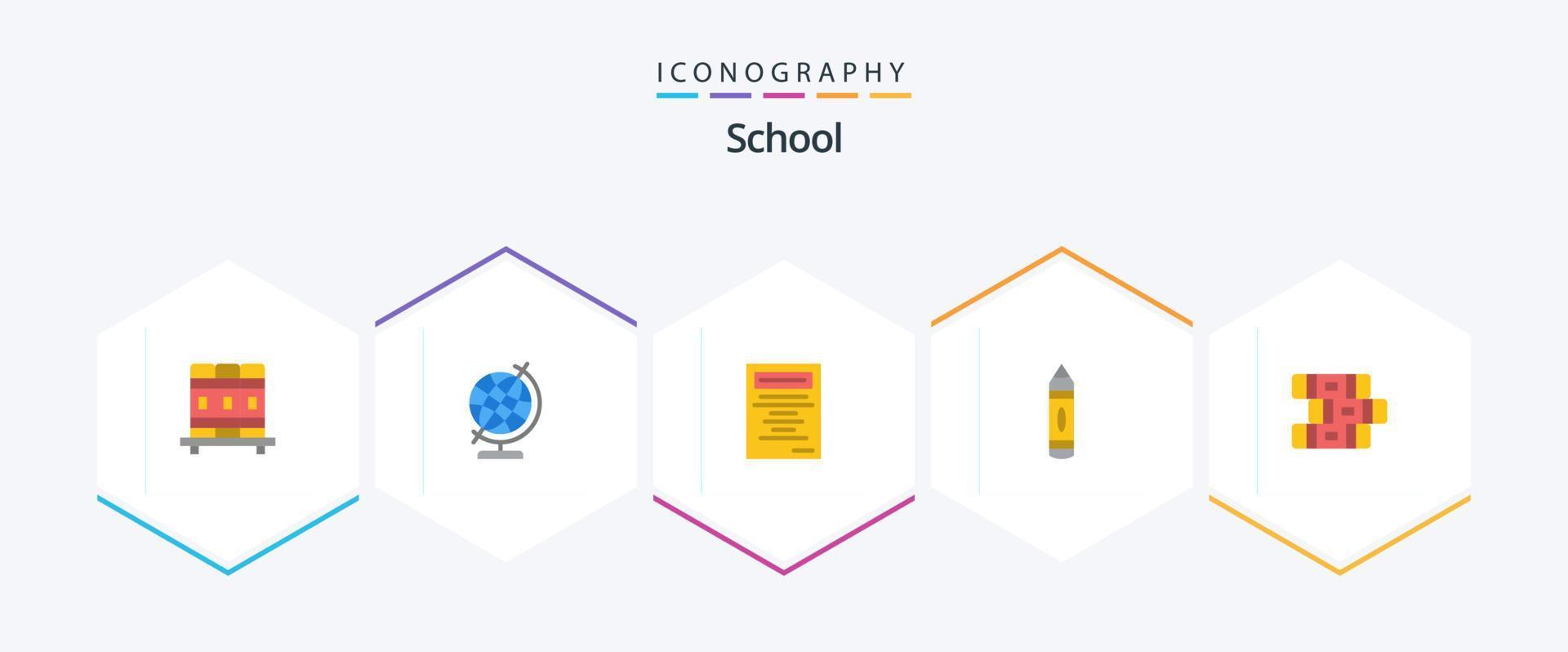 school- 25 vlak icoon pak inclusief . stationair. studie. notebook. schetsen vector