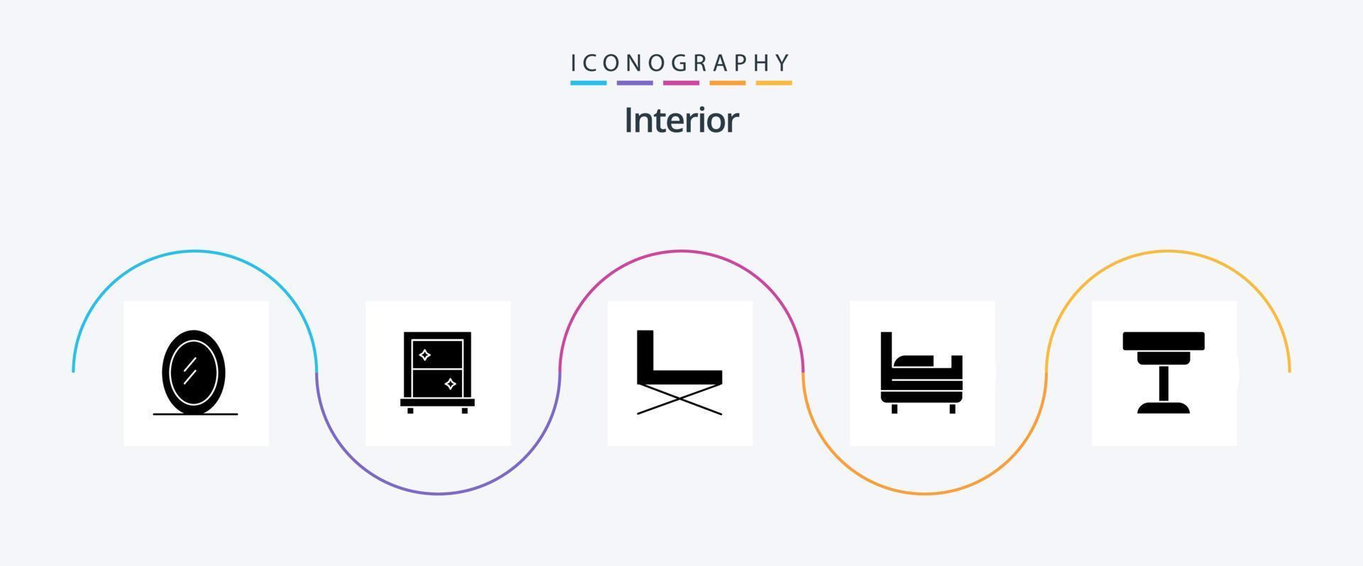 interieur glyph 5 icoon pak inclusief . interieur. rust uit. meubilair. decor vector