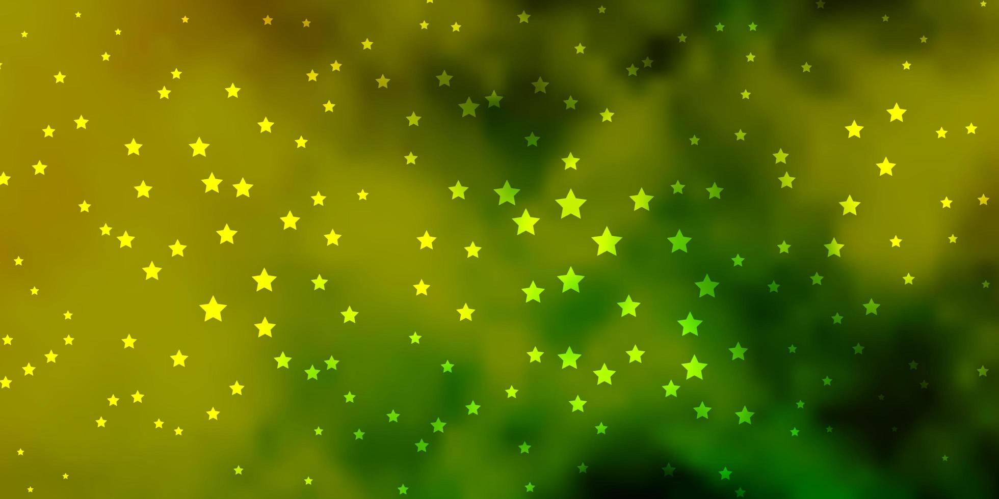donkergroene, gele vector achtergrond met kleurrijke sterren.