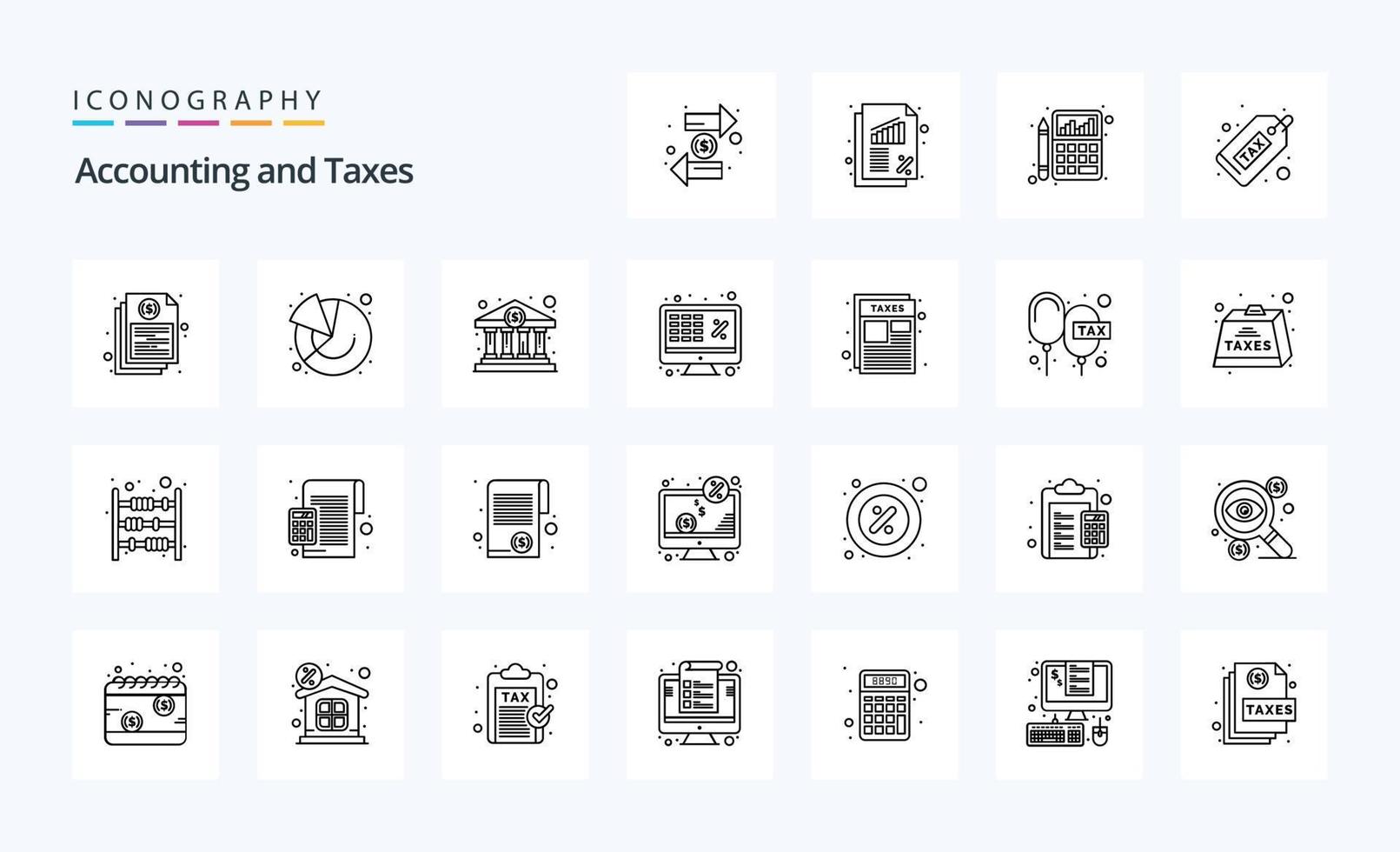 25 belastingen lijn icoon pak vector