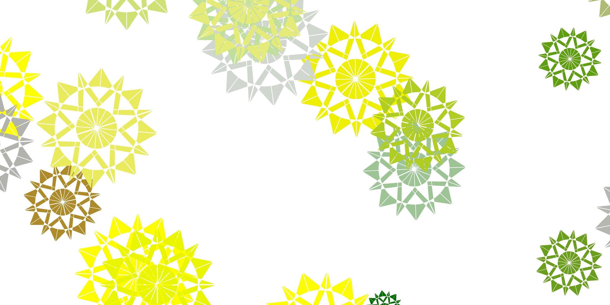 lichtgroene, gele vectorlay-out met mooie sneeuwvlokken. vector
