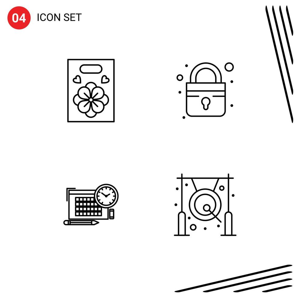 4 gebruiker koppel lijn pak van modern tekens en symbolen van bloem focus Gesloten tijd klok bewerkbare vector ontwerp elementen