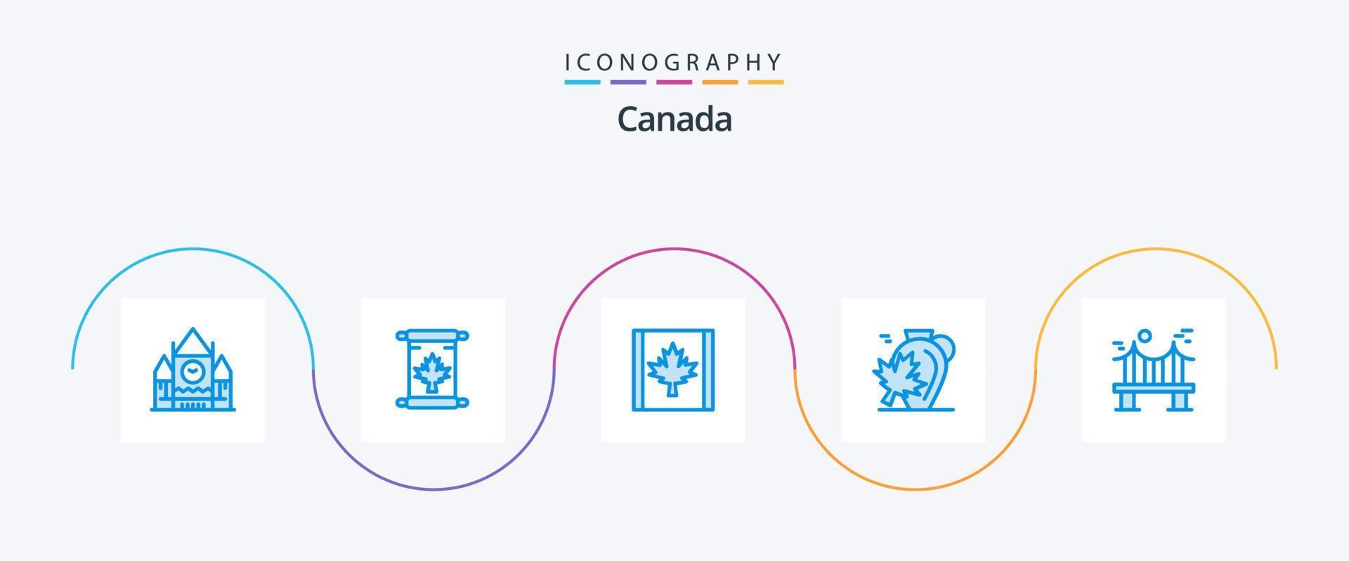 Canada blauw 5 icoon pak inclusief brug. esdoorn. Canada. blad. herfst vector