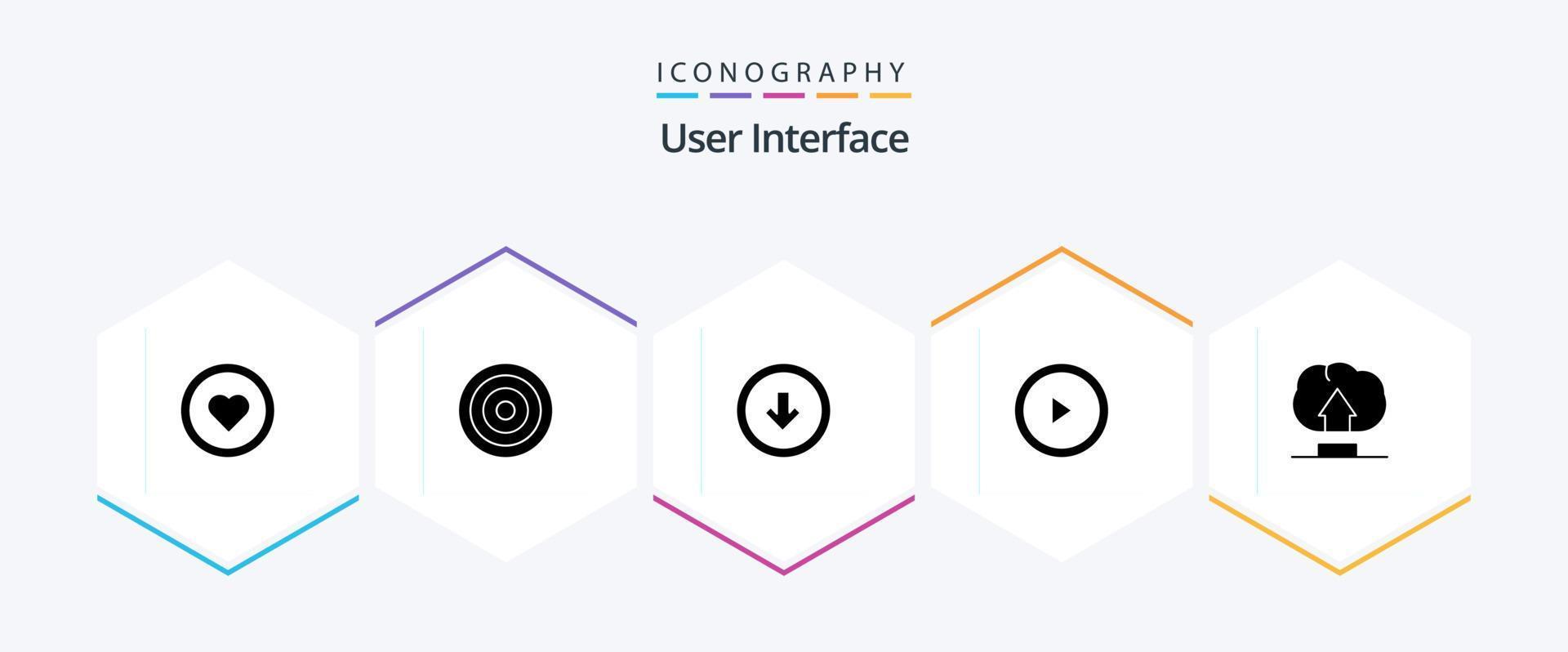 gebruiker koppel 25 glyph icoon pak inclusief uploaden. gebruiker. pijl. Speel. naar beneden vector