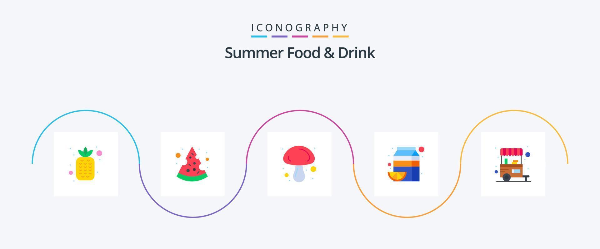 zomer voedsel en drinken vlak 5 icoon pak inclusief voedsel. oranje. Koken. sap. drinken vector
