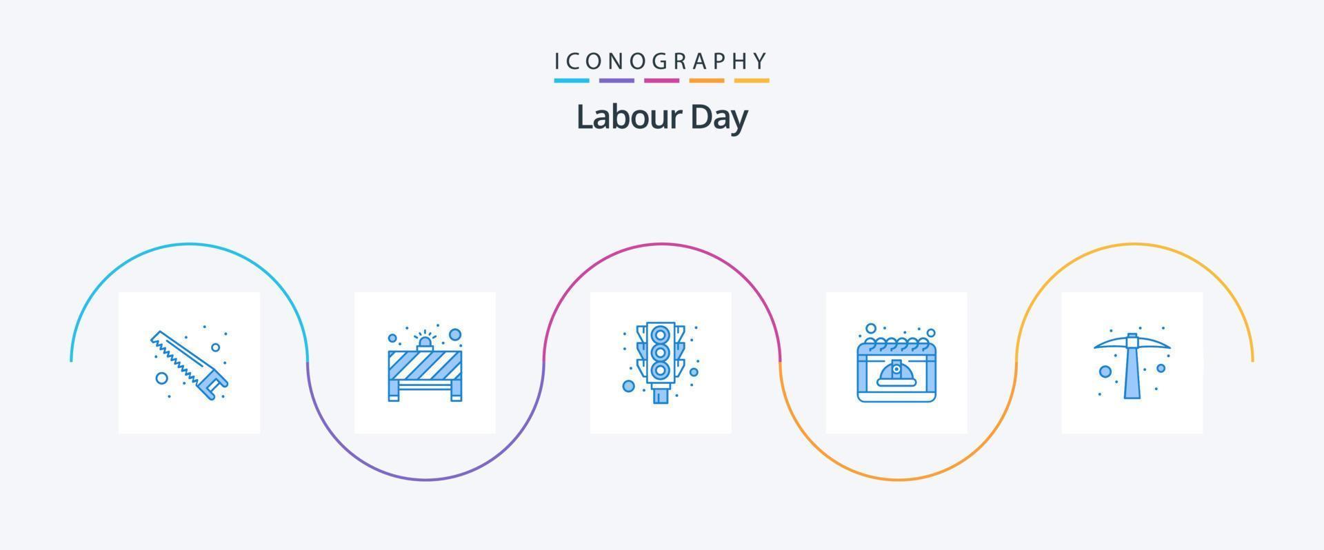 arbeid dag blauw 5 icoon pak inclusief moeilijk werk. kunnen. licht. arbeid. kalender vector