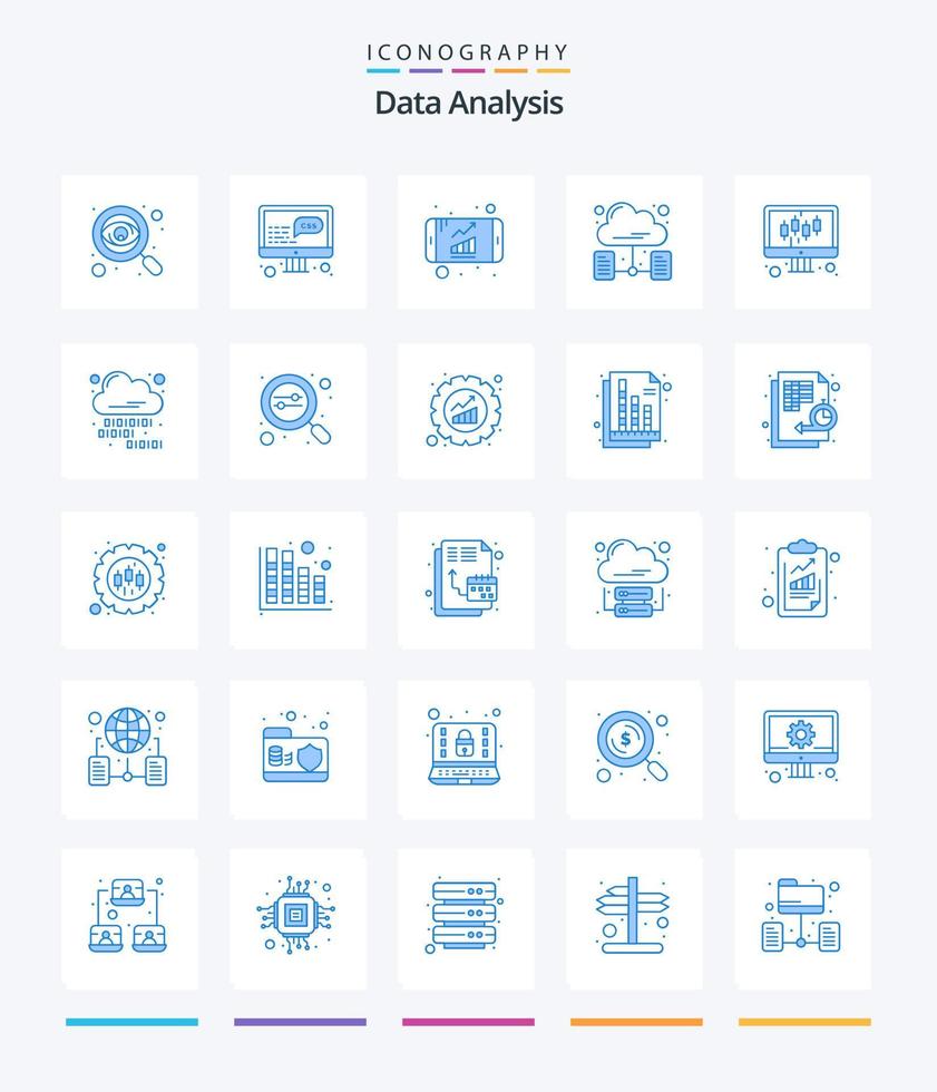 creatief gegevens analyse 25 blauw icoon pak zo net zo gegevens. netwerk. beheer. gegevens. groei vector