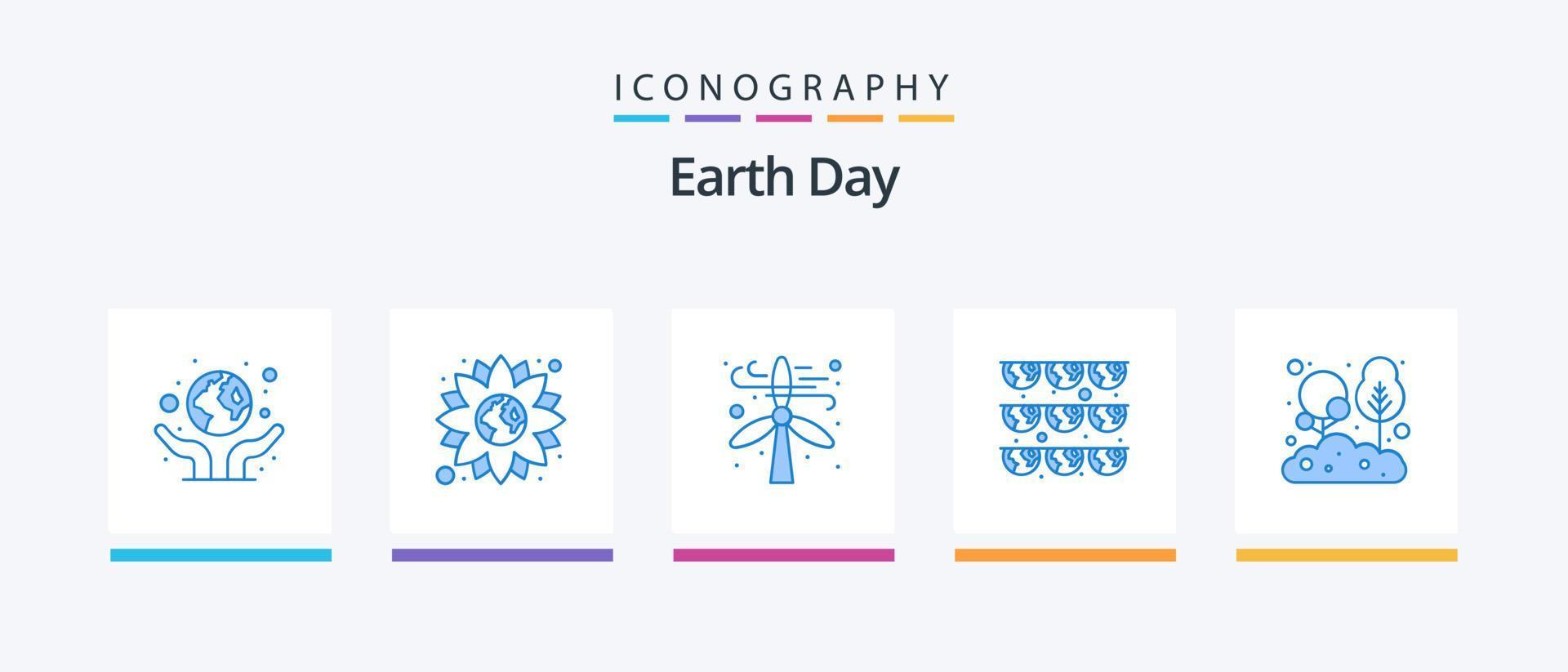 aarde dag blauw 5 icoon pak inclusief bladeren. feest. ecologie. groente. aarde. creatief pictogrammen ontwerp vector