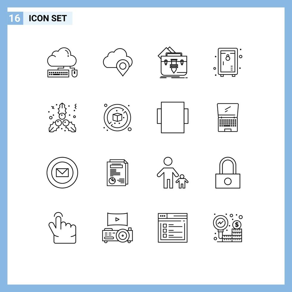 reeks van 16 modern ui pictogrammen symbolen tekens voor tuin slot markeerstift kastje map bewerkbare vector ontwerp elementen