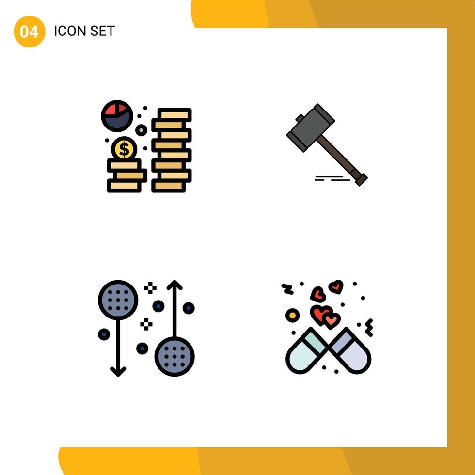 4 creatief pictogrammen modern tekens en symbolen van munt hamer economie veiling wettelijk bewerkbare vector ontwerp elementen