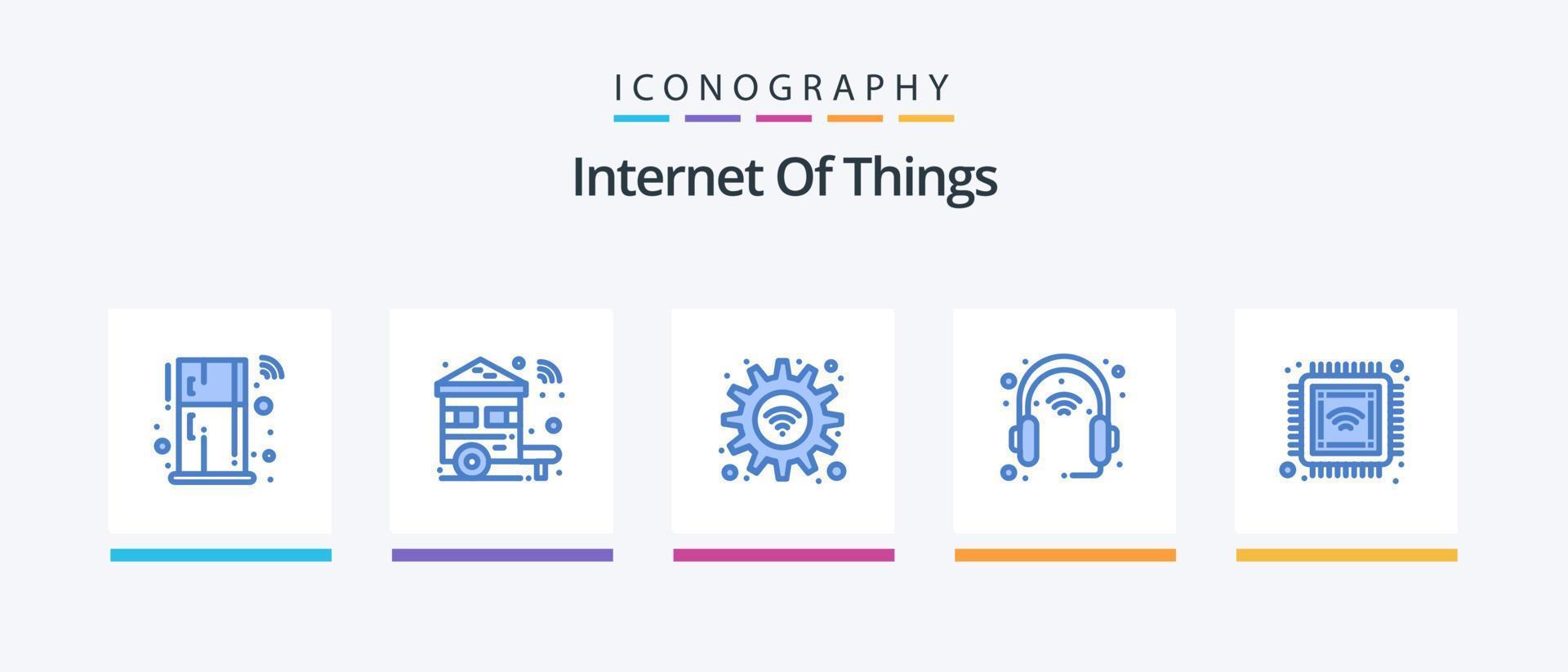 internet van dingen blauw 5 icoon pak inclusief set. hoofd. auto. apparaatje. Wifi. creatief pictogrammen ontwerp vector