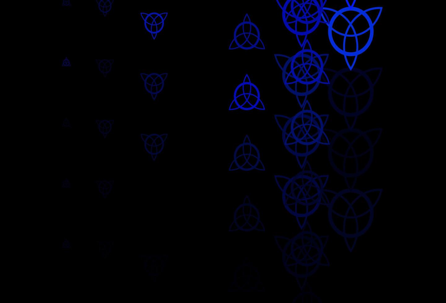 donkerblauwe vectorachtergrond met occulte symbolen. vector