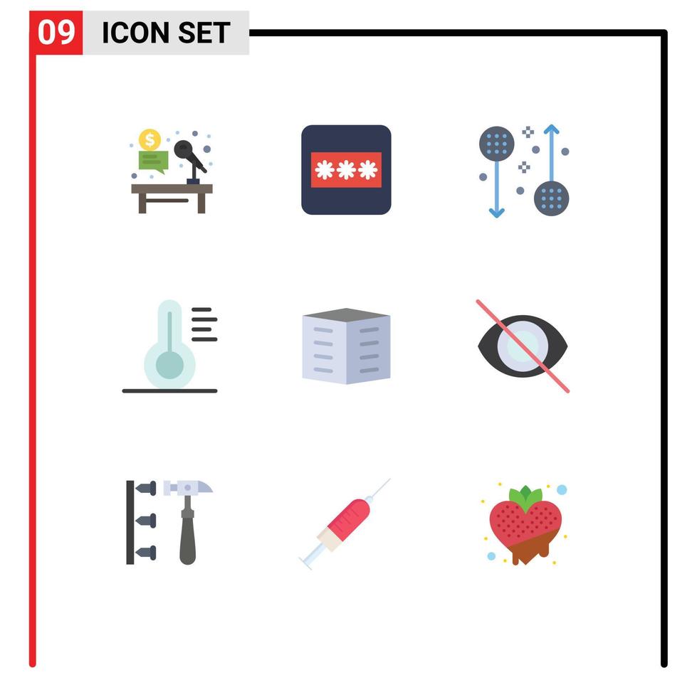 reeks van 9 vector vlak kleuren Aan rooster voor gebouw gereedschap ziekte thermometer mannetje bewerkbare vector ontwerp elementen