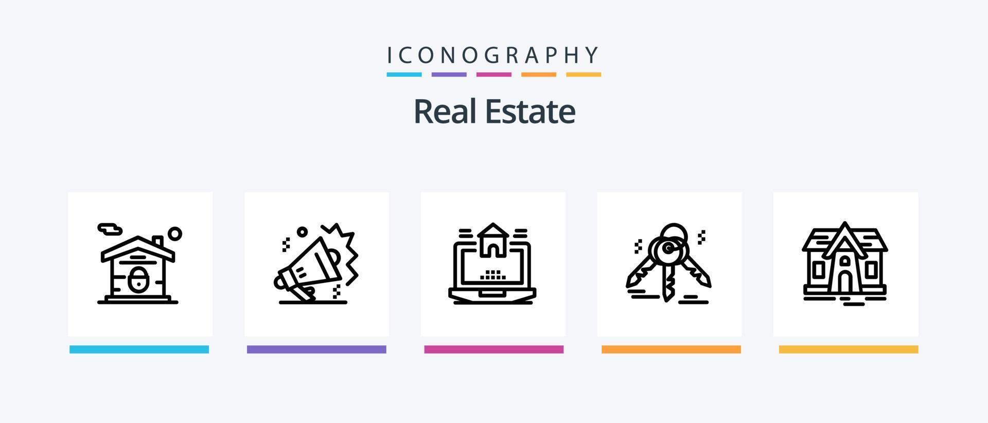 echt landgoed lijn 5 icoon pak inclusief huis. bedrijf. landgoed. gebouw. landgoed. creatief pictogrammen ontwerp vector