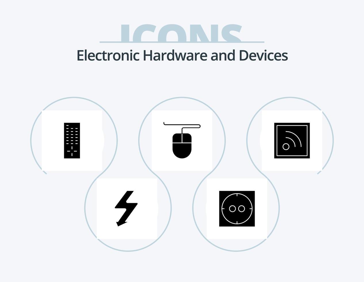 apparaten glyph icoon pak 5 icoon ontwerp. . hardware. rss vector