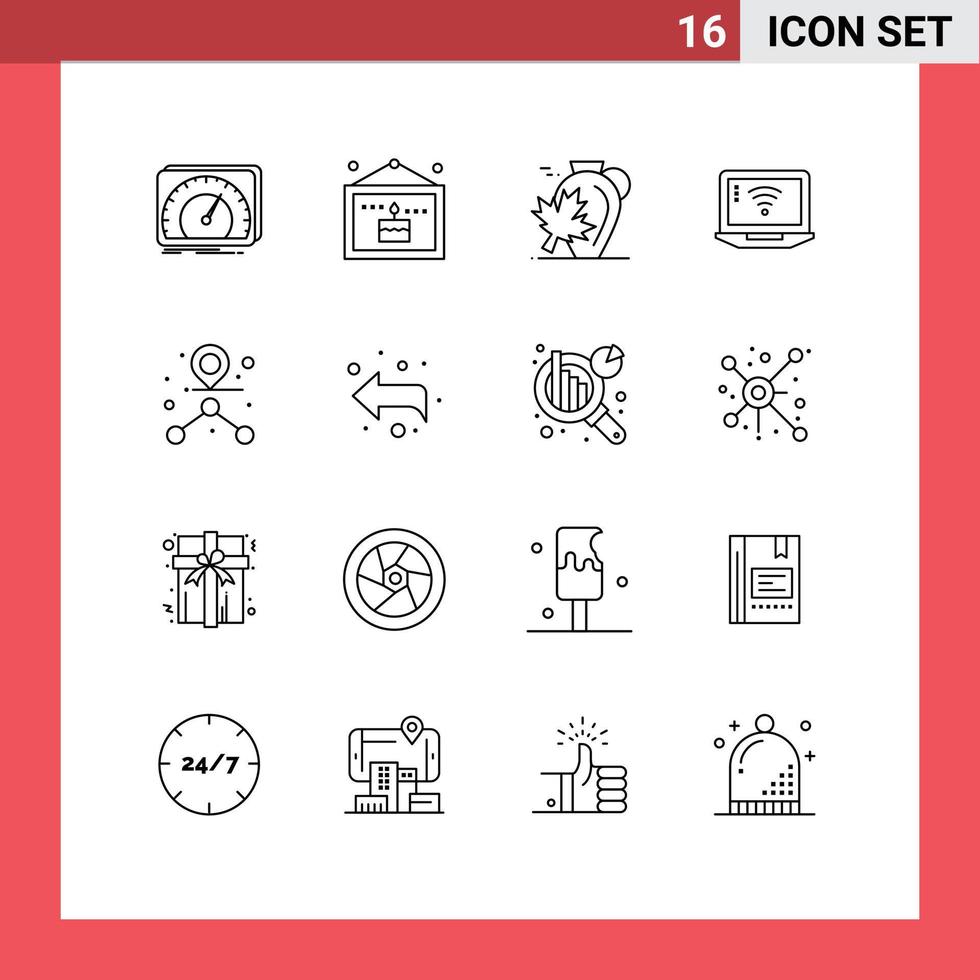 16 universeel schets tekens symbolen van Wifi computer afbeelding laptop blad bewerkbare vector ontwerp elementen