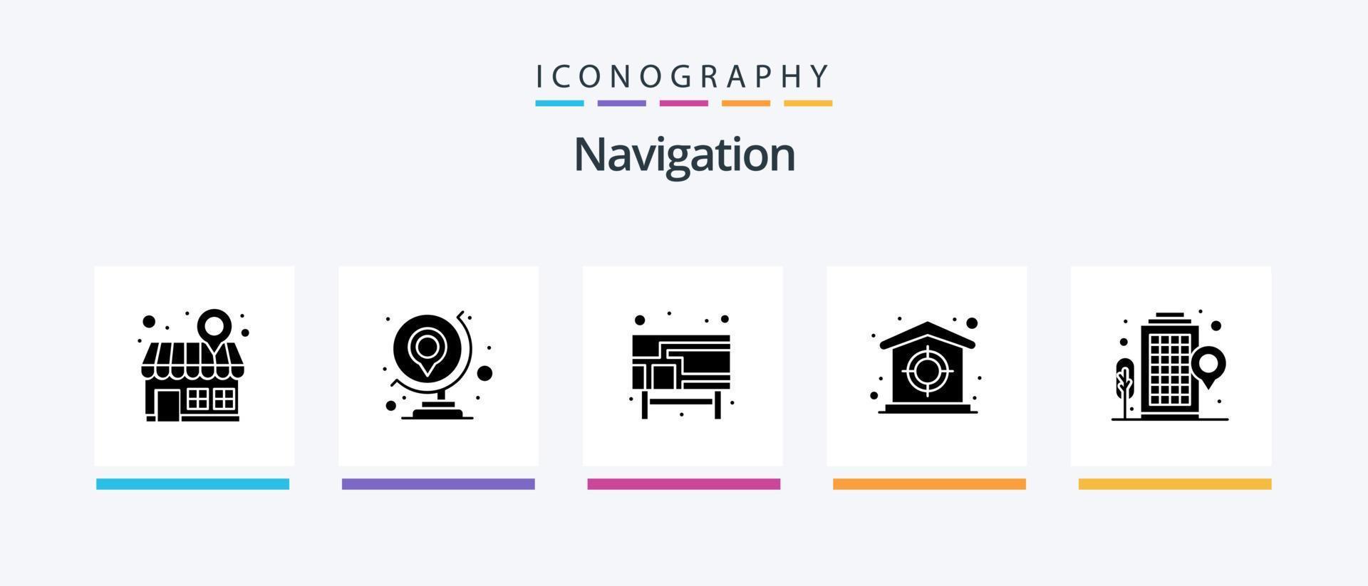 navigatie glyph 5 icoon pak inclusief gebouw. slim. kaart. eigendom. dorp. creatief pictogrammen ontwerp vector