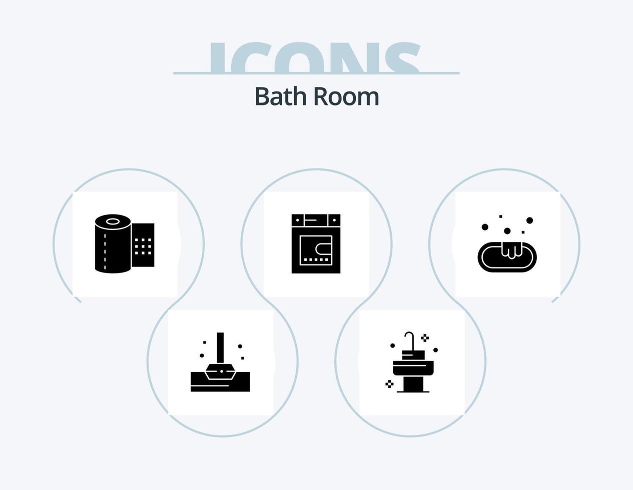 bad kamer glyph icoon pak 5 icoon ontwerp. . wasruimte. toilet. schoon. badkamer vector