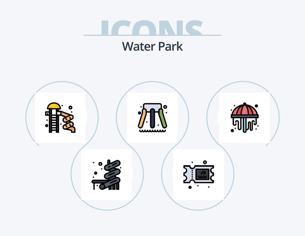 water park lijn gevulde icoon pak 5 icoon ontwerp. . park. . park vector