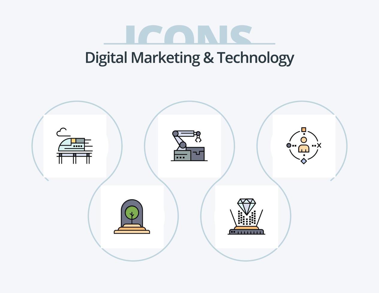 digitaal afzet en technologie lijn gevulde icoon pak 5 icoon ontwerp. persoonlijk. technologie. kunstmatig. hoofdtelefoon. virtueel vector