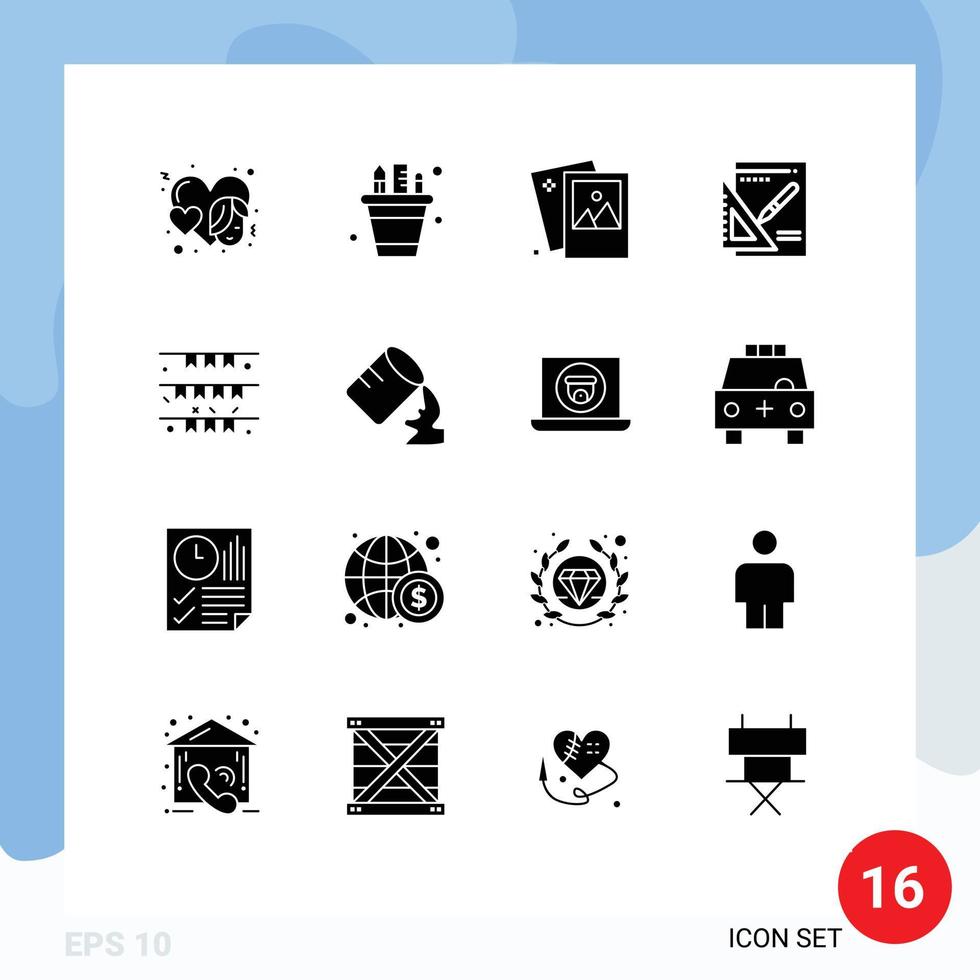 voorraad vector icoon pak van 16 lijn tekens en symbolen voor succes lay-out pot diagram fotografie bewerkbare vector ontwerp elementen