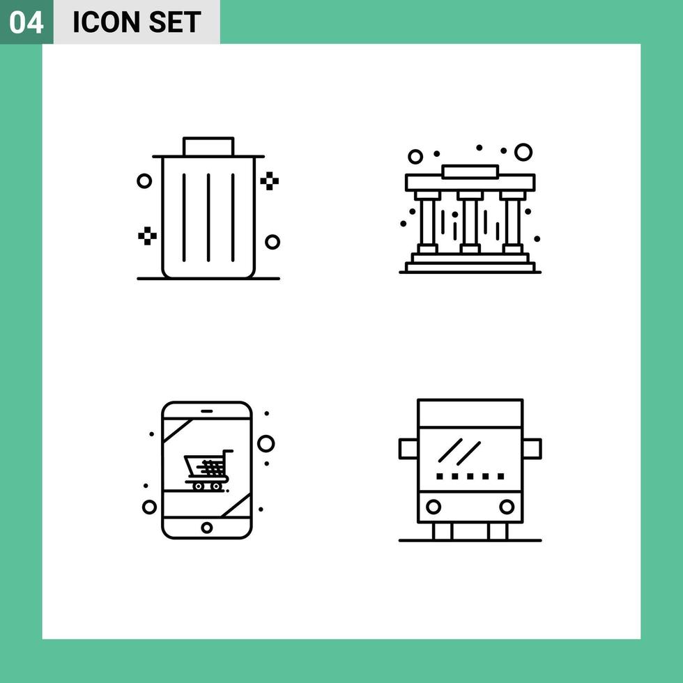 mobiel koppel lijn reeks van 4 pictogrammen van bedrijf boodschappen doen museum kar regelmatig bewerkbare vector ontwerp elementen