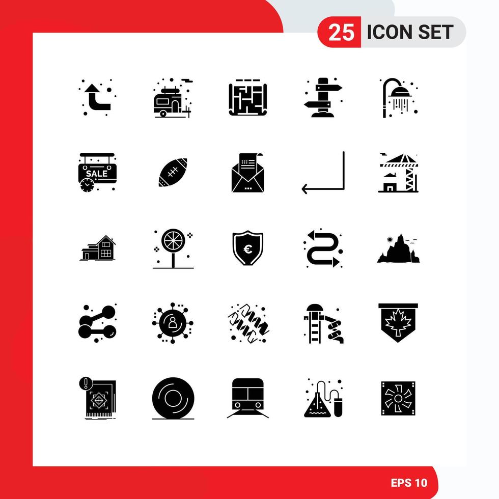 universeel icoon symbolen groep van 25 modern solide glyphs van douche reiniging gebouw vakantie zomer bewerkbare vector ontwerp elementen