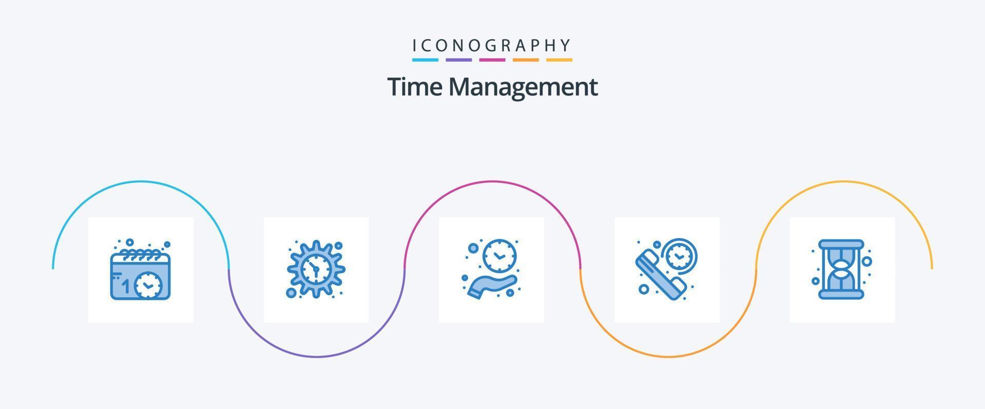 tijd beheer blauw 5 icoon pak inclusief tijd. telefoon. klok. looptijd. opslaan tijd vector