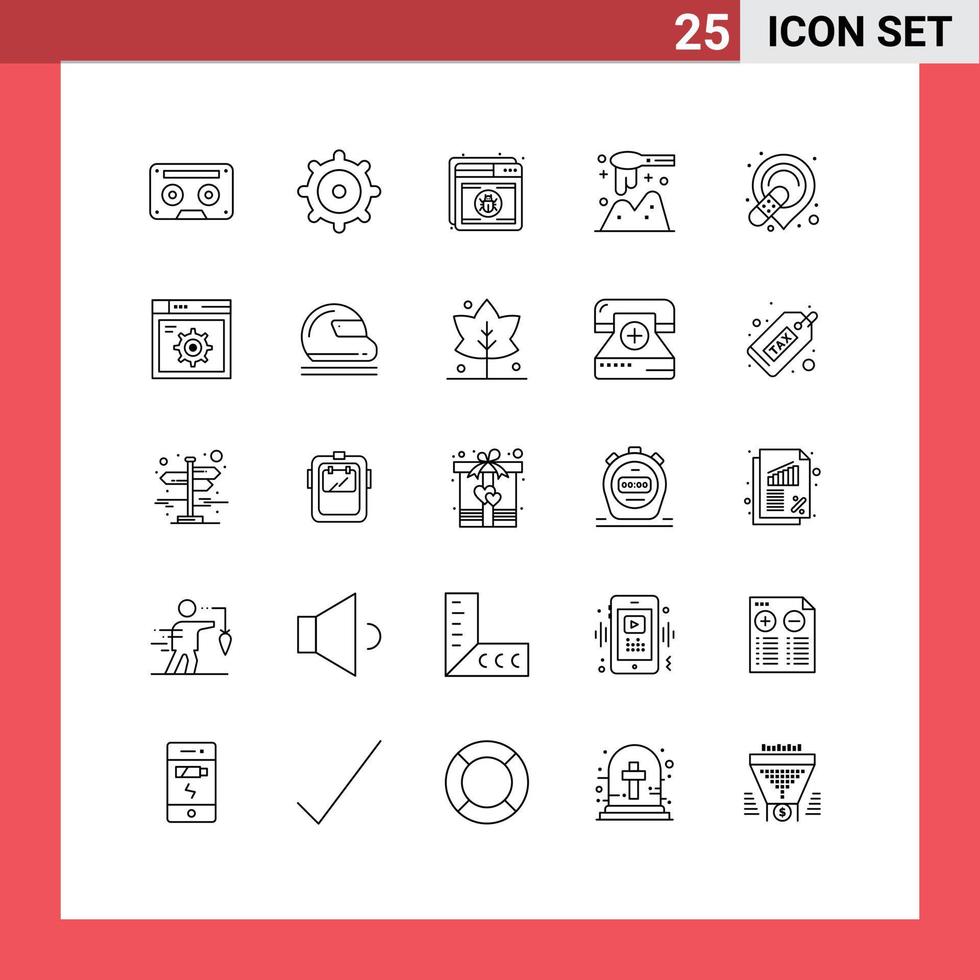 voorraad vector icoon pak van 25 lijn tekens en symbolen voor band houten bescherming lepel pollepel bewerkbare vector ontwerp elementen