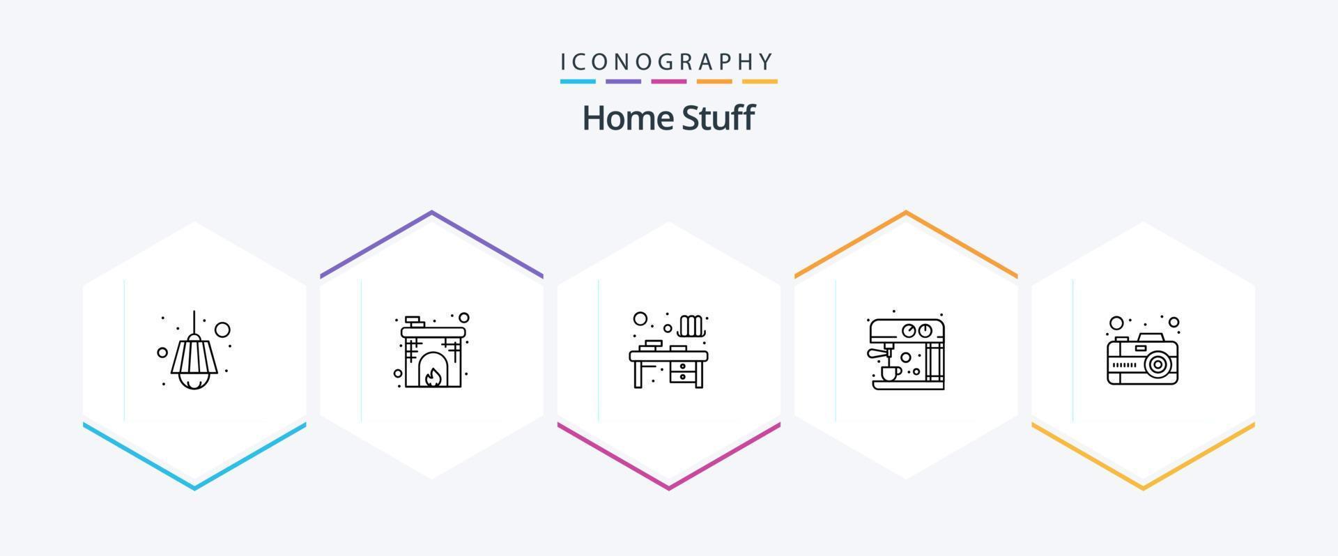 huis dingen 25 lijn icoon pak inclusief foto. koffie machine. bureau. maker. koffie vector