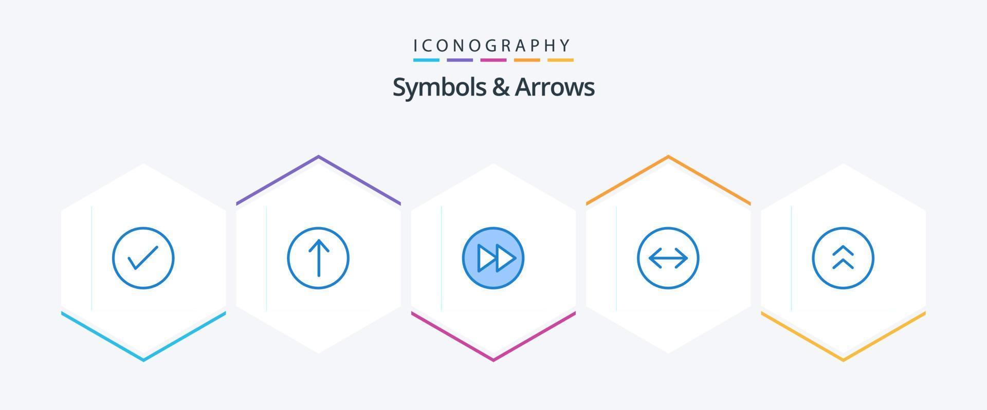 symbolen en pijlen 25 blauw icoon pak inclusief cirkel. vegen pijlen. pijl. vegen. muziek- vector