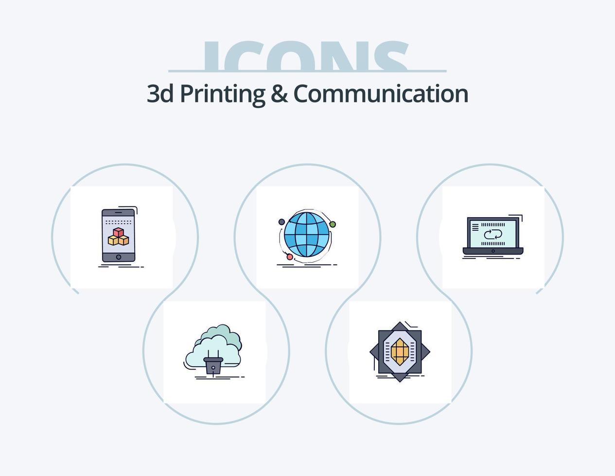 3d het drukken en communicatie lijn gevulde icoon pak 5 icoon ontwerp. scannen. dimensionaal. instellingen. 3d. snel vector