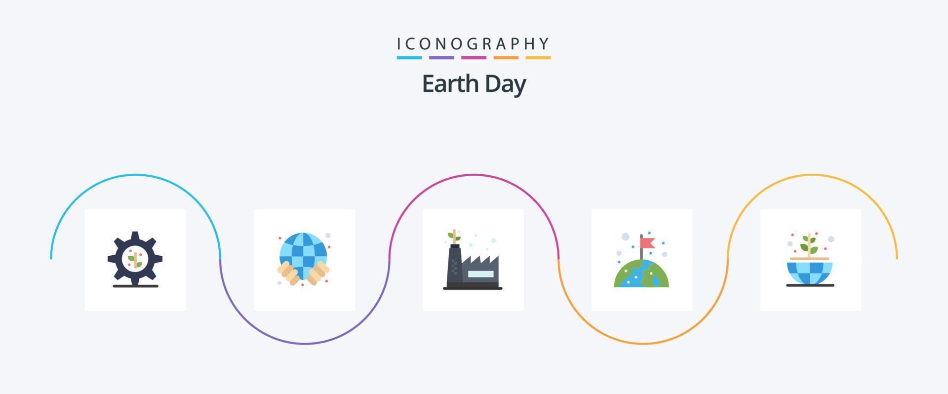 aarde dag vlak 5 icoon pak inclusief . fabriek. ecologie fabriek. aarde. wereld vector