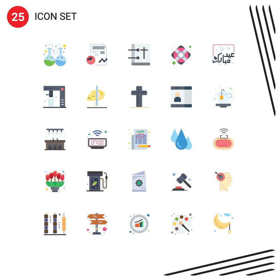 25 vlak kleur concept voor websites mobiel en apps mubarak ondersteuning Bijbel veiligheid bidden bewerkbare vector ontwerp elementen