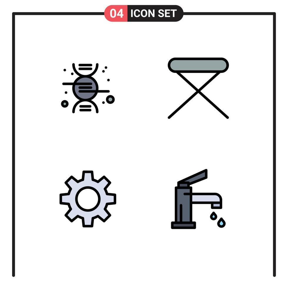 voorraad vector icoon pak van 4 lijn tekens en symbolen voor dna instelling huishoudelijke apparaten huishouden bad bewerkbare vector ontwerp elementen
