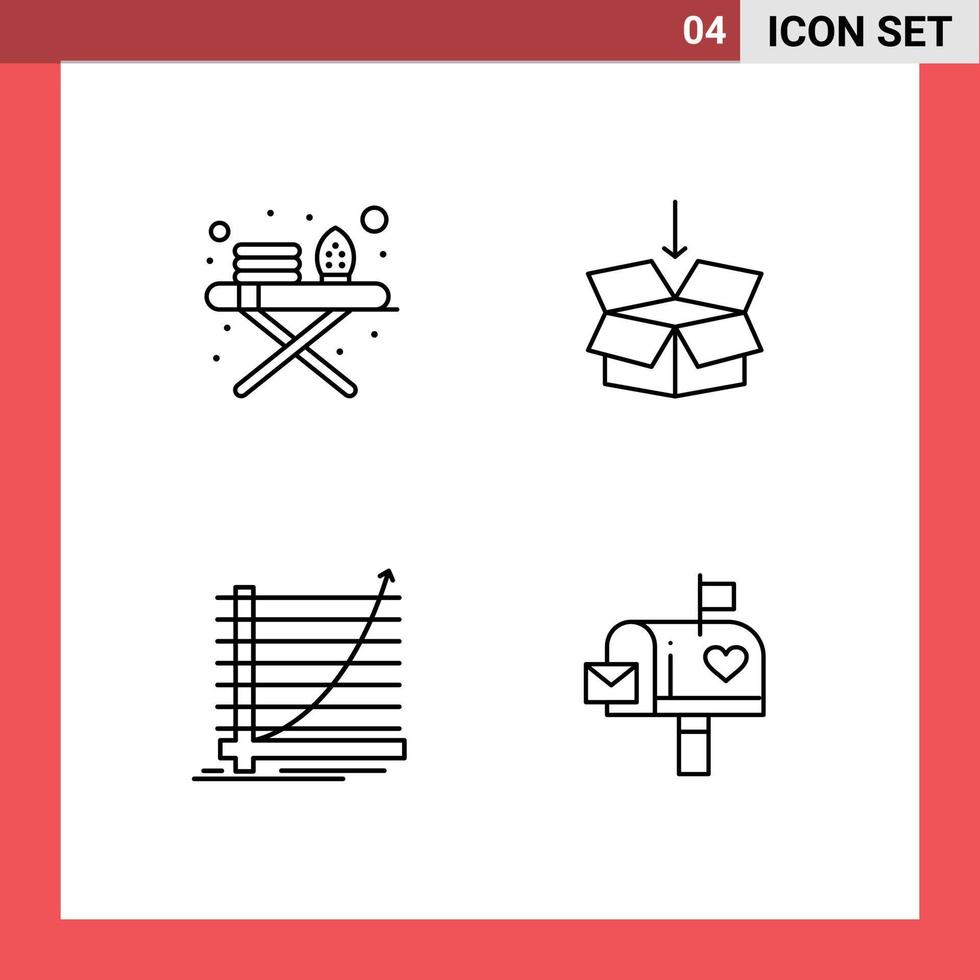 reeks van 4 modern ui pictogrammen symbolen tekens voor strijken bord kromme doos onderwijs doel bewerkbare vector ontwerp elementen