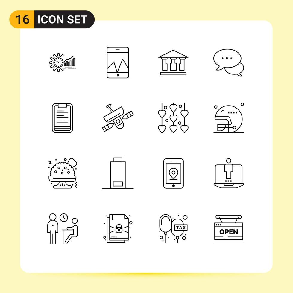 16 gebruiker koppel schets pak van modern tekens en symbolen van klembord bericht diagram babbelen geld bewerkbare vector ontwerp elementen