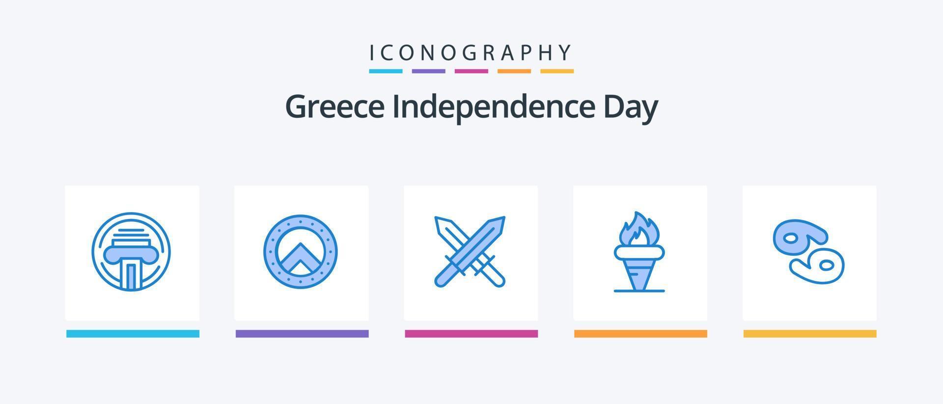 Griekenland onafhankelijkheid dag blauw 5 icoon pak inclusief dierenriem . astrologie. Ierland. Olympisch. Griekenland. creatief pictogrammen ontwerp vector