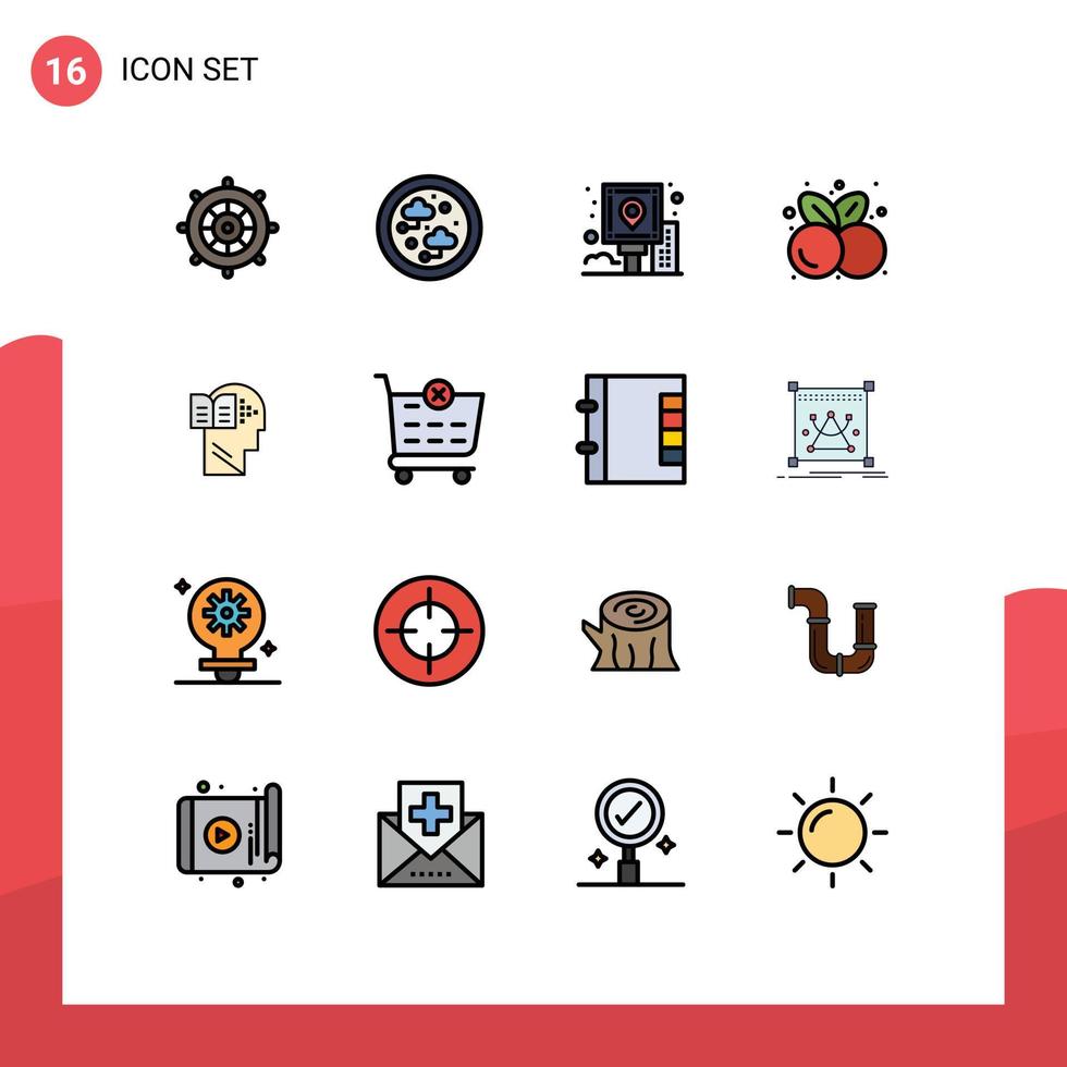 voorraad vector icoon pak van 16 lijn tekens en symbolen voor zomer fruit stad voedsel route bewerkbare creatief vector ontwerp elementen