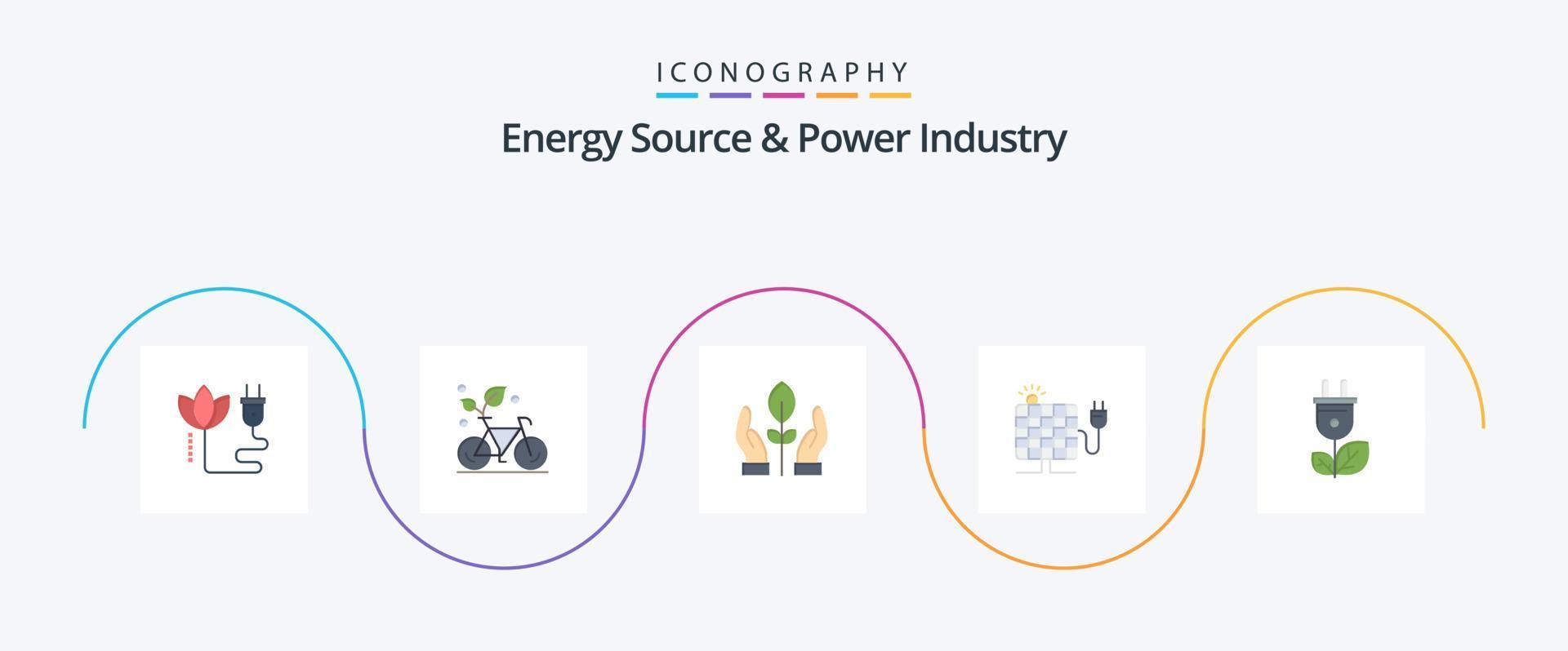 energie bron en macht industrie vlak 5 icoon pak inclusief biomassa. zon. omgeving. zonne. energie vector