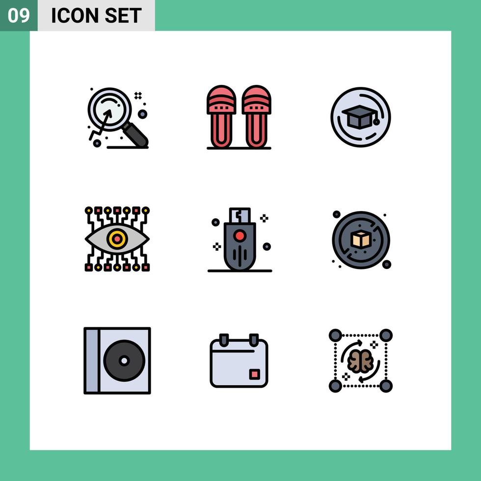 reeks van 9 modern ui pictogrammen symbolen tekens voor stok geheugen pet apparaten kijk maar bewerkbare vector ontwerp elementen